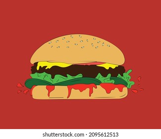 Una deliciosa hamburguesa para las artes vectoriales o un logotipo