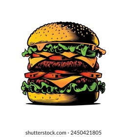 Delicious hamburger vector illustration design