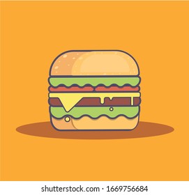 Delicious  hamburger vector illustration icon 