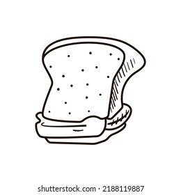 Delicious hand drawn bread.Doodle vector illustration for greeting cards, posters, stickers and seasonal design. Isolated on white background.
