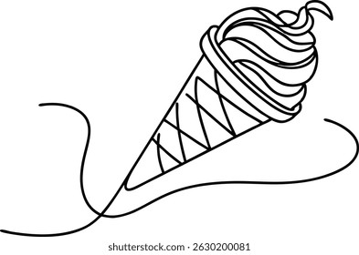 Delicious hand drawn ice cream cone outline vector illustration for design and creative projects