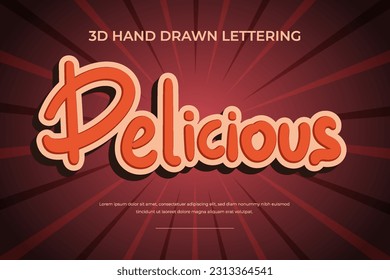 Delicious. Hand Drawn Lettering 3d Text.  