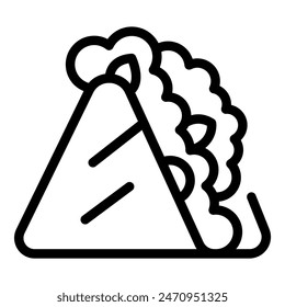 Delicious handdrawn line art taco icon illustration with editable vector elements in black and white. Perfect for modern restaurant branding and menu design