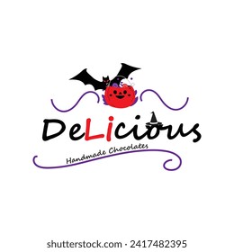 Delicious Handmade Chocolates with Halloween vibes, combination mark logo, Letterform logo and Abstract logo, Unique and Creative Delicious Handmade Logo and icon design.