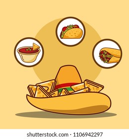 delicious hat nacho sauce taco and burrito