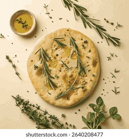 Delicious and healthy baked potato dish with fresh rosemary, parsley, and green vegetables