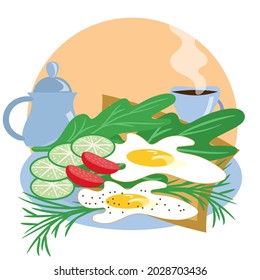 Delicious and healthy breakfast-vegetables and coffee.