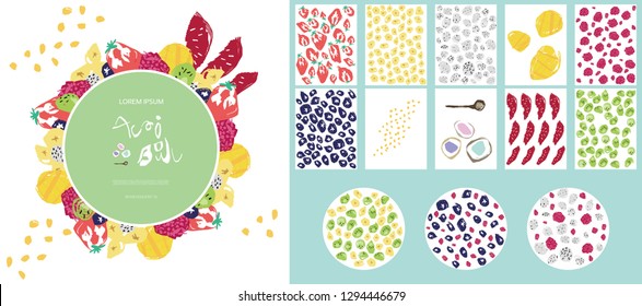 Delicious and healthy menu of acai bowl, Vector graphics eps 9