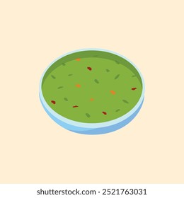 Delicious and healthy vegetable soup in a bowl, top view, flat lay. Ideal for a restaurant menu or cooking at home