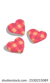 Delicious Heart-shaped biscuits with pink square pattern on white