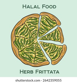 A delicious Herb Frittata made with fresh eggs and a blend of aromatic herbs. Certified halal, ensuring it meets dietary standards. Perfect for any meal!