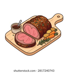 A delicious herb roasted prime rib served on a platter.
