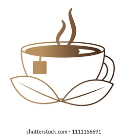 delicious herbs tea cup with leaf