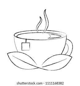 delicious herbs tea cup with leaf