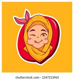 Delicious Hijab Girl Cartoon Mascot