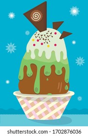 Delicious holiday cupcake for gift wrapping and greeting cards.
A pastry that imitates a Christmas tree.