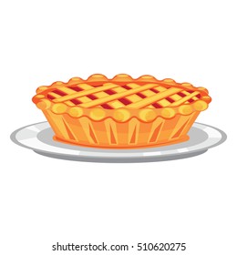 delicious homemade cakes. cherry pie isolated on white background. vector illustration.