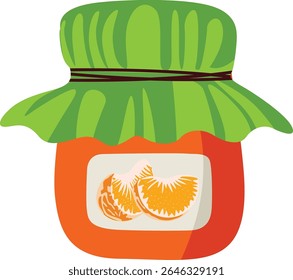 Deliciosa geleia de laranja caseira em um frasco com um rótulo
