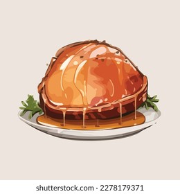 delicious honey glazed ham vector illustration