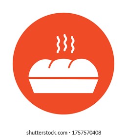 delicious hot bread block style icon vector illustration design