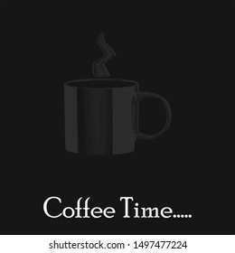 Delicious hot coffee mug for restaurant tea and coffee menu makeup  dark color vector design