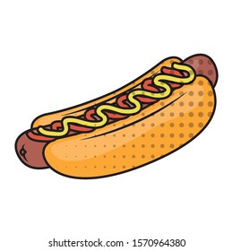 delicious hot dog fast food icon vector illustration design