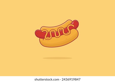 Delicious Hot Dog Food Vector Icon Illustration Cartoon. Food Object Icon Vector Flat Design Cartoon Style