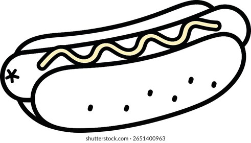Delicious Hot Dog Illustration, Food Art, Simple Design, Fun Graphic, Vibrant Colors