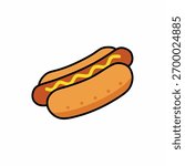Delicious Hot Dog with Mustard Vector Illustration Fast Food Icon