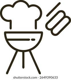 Delicious Hot Dogs Grilling on a Barbecue Grill, Summertime Fun, Outdoor Cooking Icon Design