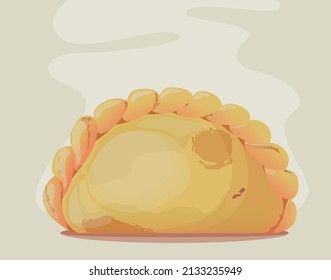 delicious hot empanada on flat bacground vector illustration