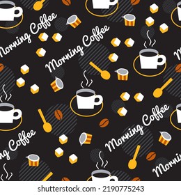 Delicious Hot Morning Coffee Cup Vector Graphic Seamless Pattern can be use for background and apparel design