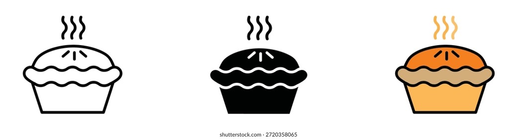 Delicioso vetor de ícone de torta quente. símbolo de padaria e sobremesa. ilustração vetorial.