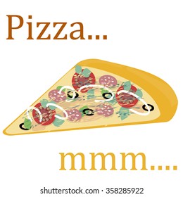 delicious hot pizza slice vector. Advertise Italian restaurant