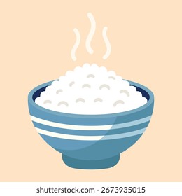 Deliciosa Ilustración vectorial plana de arroz blanco caliente