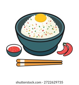 Deliciosa ilustração vetor de arroz branco quente em estilo plano