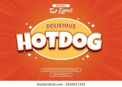 Delicious hotdog editable text effect with cartoon style text