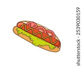 Delicious hotdog isolated on white background