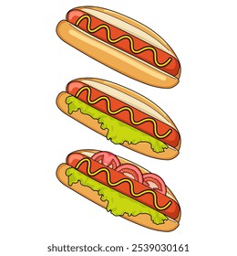 Delicious hotdog isolated on white background