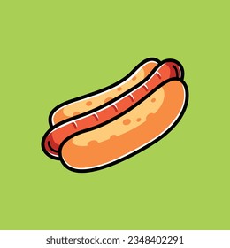 Delicious Hotdog Vector Cartoon Illustration. Fast Food Icon Concept Isolated Premium Vector. Flat Cartoon Concept for Anything. Cute Doodle Cartoon Illustration Style. Suitable for any Project