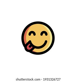 Delicious Hungry Emoticon Icon Logo Vector Illustration. Outline Style.
