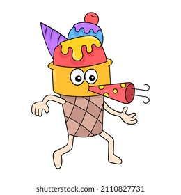 delicious ice cream celebrate party, vector illustration art. doodle icon image kawaii.