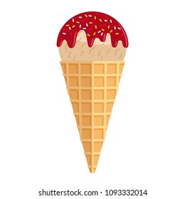 Delicious ice cream. Colorful illustration of sweet fresh dessert. vector isolated illustration in flat style. yummy food. Graphic design elements for summer menu, advertising, poster, brochure etc.