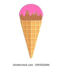 Delicious ice cream. Colorful illustration of sweet fresh dessert. vector isolated illustration in flat style. yummy food. Graphic design elements for summer menu, advertising, poster, brochure etc.