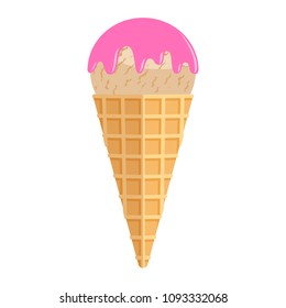 Delicious ice cream. Colorful illustration of sweet fresh dessert. vector isolated illustration in flat style. yummy food. Graphic design elements for summer menu, advertising, poster, brochure etc.