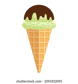 Delicious ice cream. Colorful illustration of sweet fresh dessert. vector isolated illustration in flat style. yummy food. Graphic design elements for summer menu, advertising, poster, brochure etc.