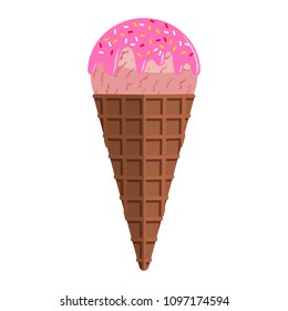 Delicious ice cream. Colorful illustration of sweet fresh dessert. vector isolated illustration in flat style. yummy food. Graphic design elements for summer menu, advertising, poster, brochure etc.