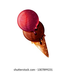delicious ice cream in cone