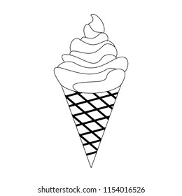 Delicious ice cream cone in black and white