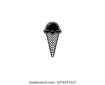 Delicious Ice Cream Cone, Crispy Waffle, Sweet Frozen Dessert, Isolated Vector Illustration